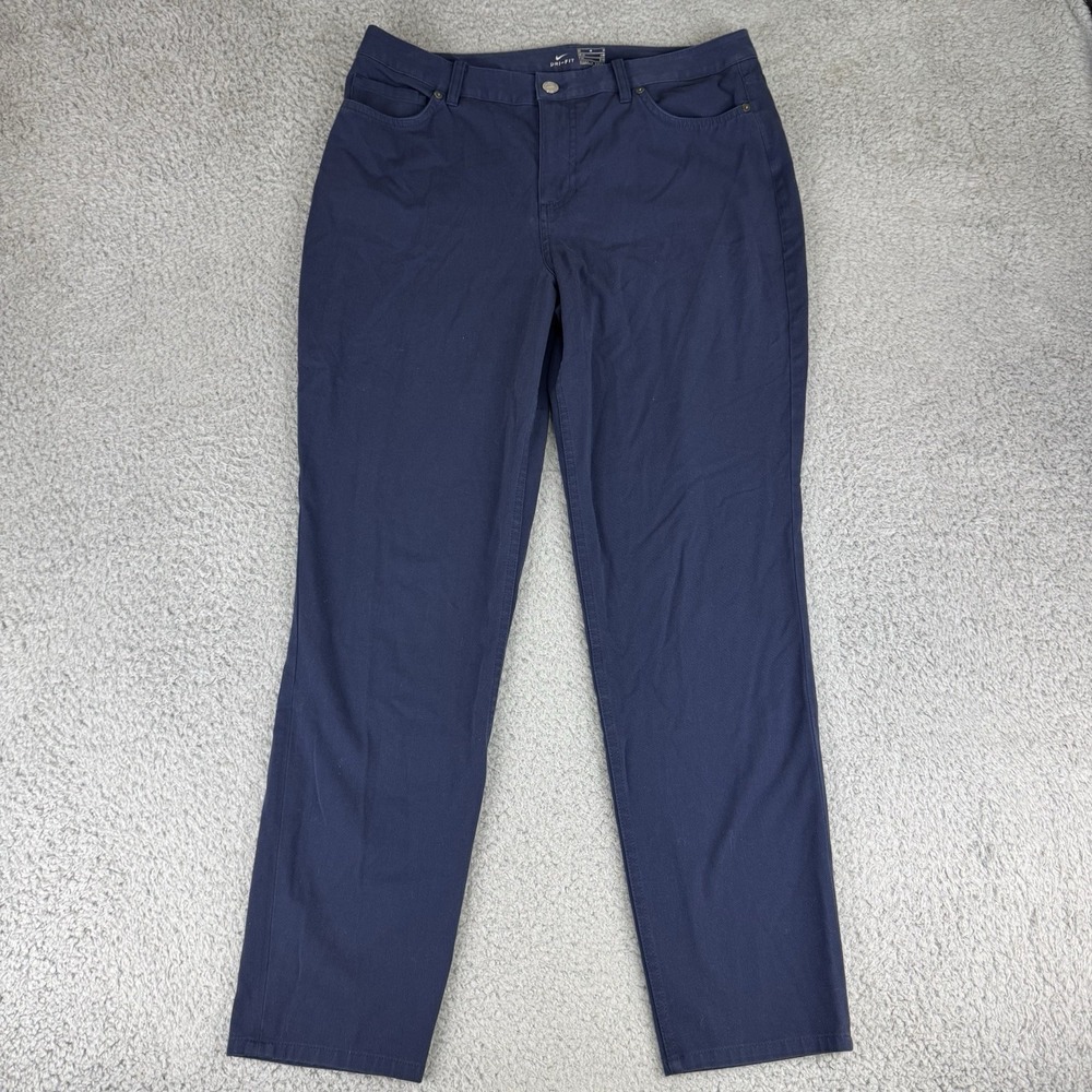 Nike Pants Womens Adult 10‎ Medium Blue Swoosh Logo Dri Fit Casual Comfort 31x28